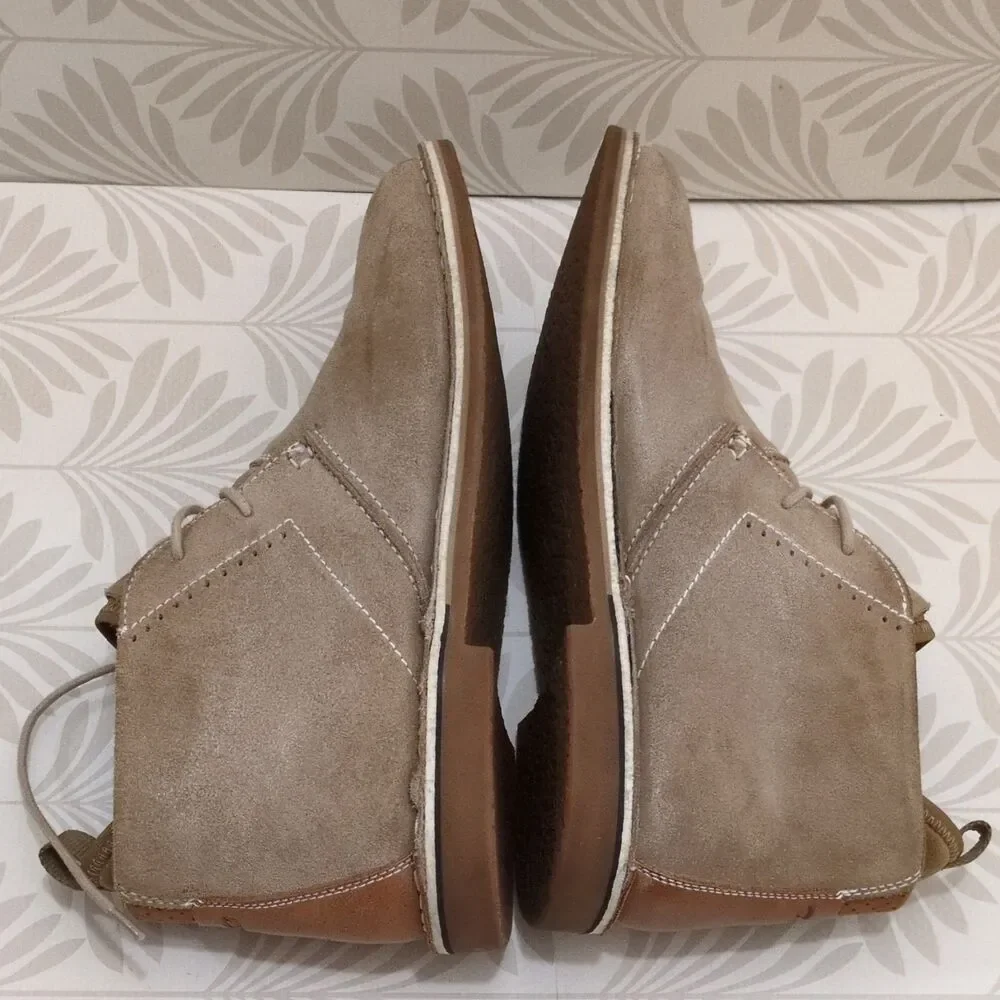 Steve Madden Beige Leather Lace-Up Chukka Ankle Boots Round Toe Men's US 9.5 M